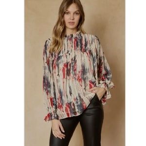 ENTRO ABSTRACT BUBBLE SLEEVE BLOUSE SZ XL